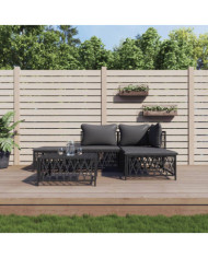 Salon de jardin avec coussins 5 pcs anthracite acier | Mobilier & Déco