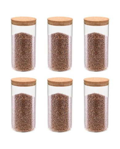 6pcs Pots de conservation en verre et couvercle en liège 1400ml | Mobilier & Déco