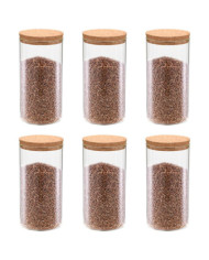 6pcs Pots de conservation en verre et couvercle en liège 1400ml | Mobilier & Déco