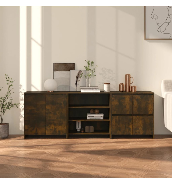Buffets 3 pcs Chêne fumé Bois d'ingénierie | Mobilier & Déco