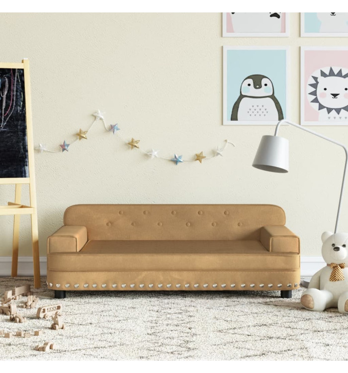 Canapé pour enfants marron 90x53x30 cm velours | Mobilier & Déco