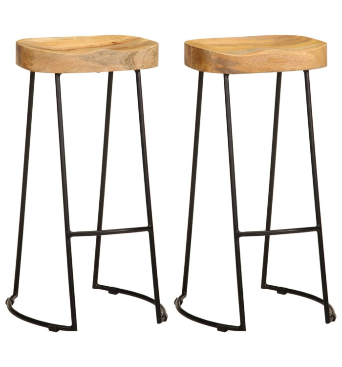 Tabourets de bar lot de 2 bois de manguier massif | Mobilier & Déco