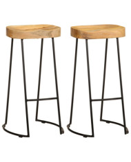Tabourets de bar lot de 2 bois de manguier massif | Mobilier & Déco