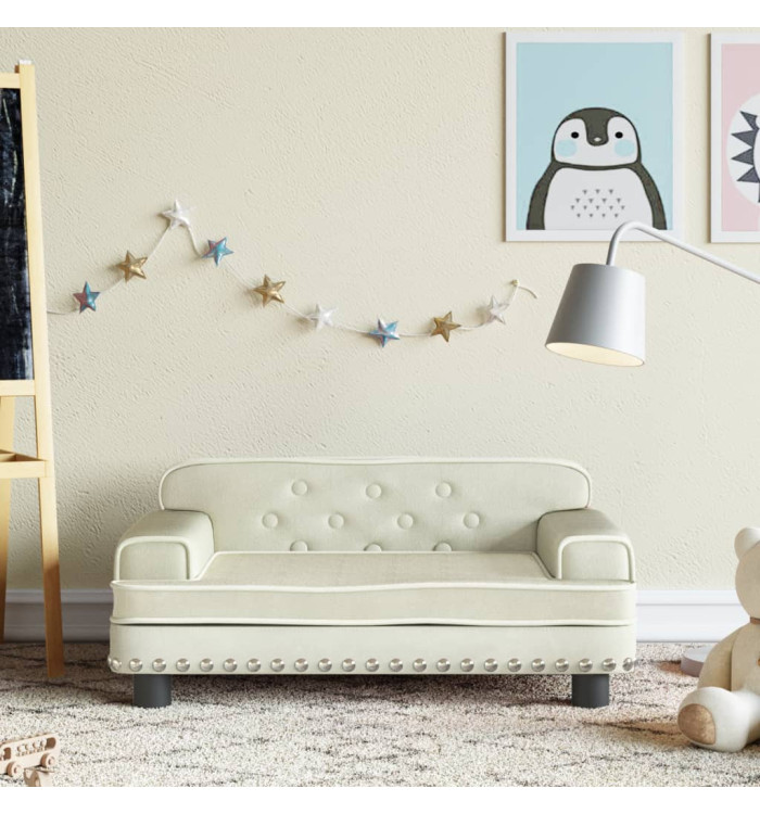 Canapé pour enfants crème 70x45x30 cm velours | Mobilier & Déco