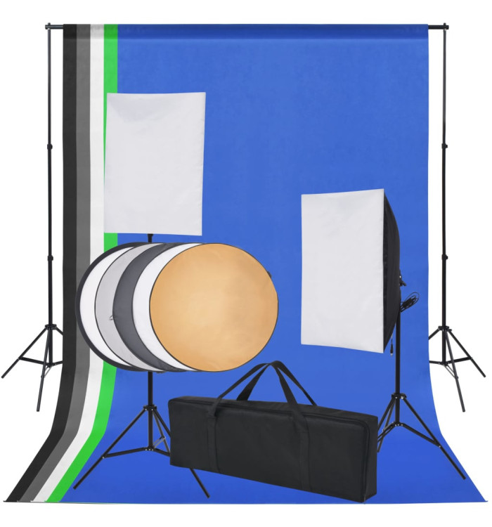 Kit de studio 5 toiles de fond colorées et 2 boîtes à lumière | Mobilier & Déco