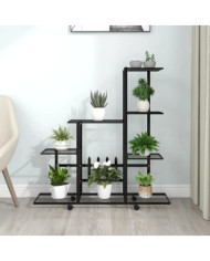 Support pour plantes sur roues 94,5x25x92,5 cm Noir Métal | Mobilier & Déco