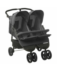 Poussette à deux places Anthracite Acier | Mobilier & Déco