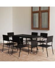 Ensemble à manger de jardin 7 pcs Résine tressée Noir | Mobilier & Déco