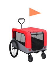 Remorque de vélo pour chiens et poussette 2-en-1 rouge et gris | Mobilier & Déco