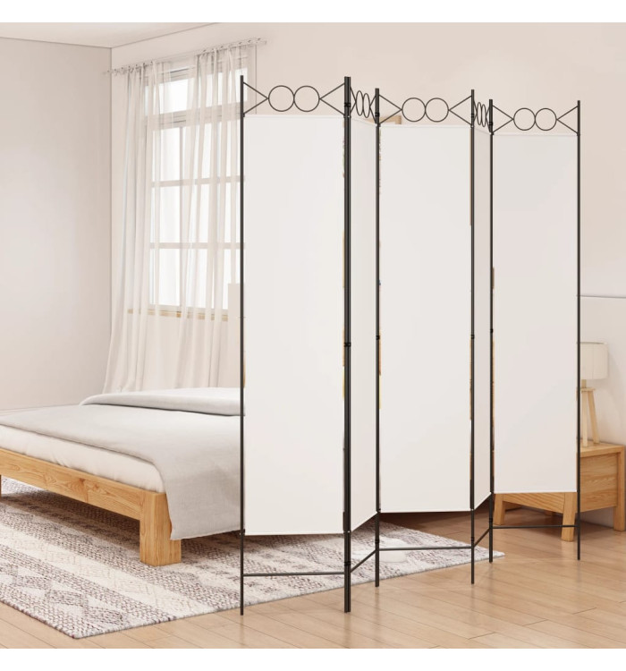 Cloison de séparation 5 panneaux Blanc 200x200 cm Tissu | Mobilier & Déco