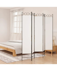 Cloison de séparation 5 panneaux Blanc 200x200 cm Tissu | Mobilier & Déco