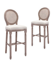 Tabourets de bar lot de 2 blanc lin | Mobilier & Déco