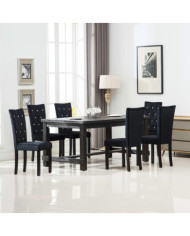 Chaises à manger lot de 6 noir velours | Mobilier & Déco