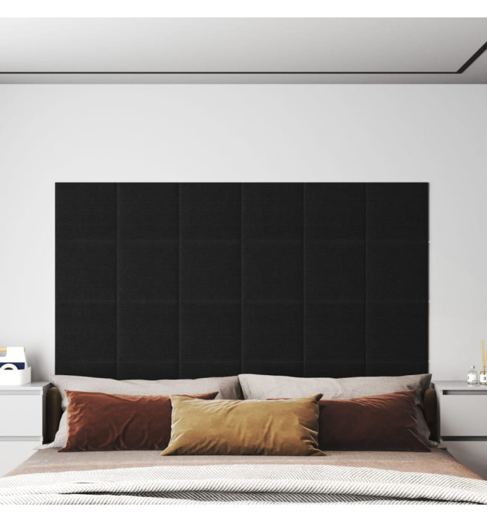 Panneaux muraux 12 pcs Noir 30x30 cm Tissu 1,08 m² | Mobilier & Déco