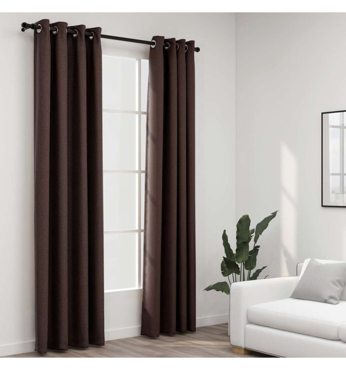 Rideaux occultants Aspect lin avec œillets 2pcs Taupe 140x245cm | Mobilier & Déco