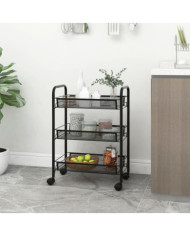 Chariot de cuisine à 3 niveaux Noir 46x26x64 cm Fer | Mobilier & Déco