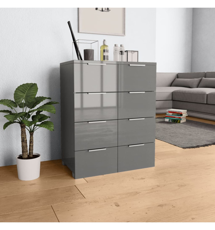 Buffet Gris brillant 60x35x80 cm Bois d'ingénierie | Mobilier & Déco