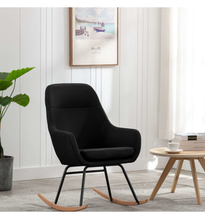 Chaise à bascule Noir Tissu | Mobilier & Déco