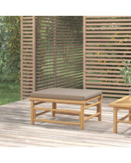 Repose-pieds de jardin avec coussin taupe bambou | Mobilier & Déco