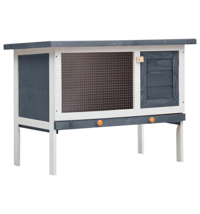 Clapier d'extérieur 1 niveau Gris Bois | Mobilier & Déco