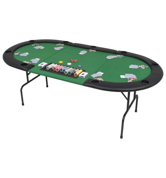 Table de poker pliable pour 9 joueurs 3 plis Ovale Vert | Mobilier & Déco