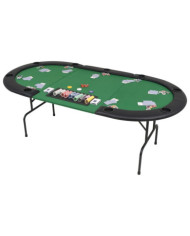 Table de poker pliable pour 9 joueurs 3 plis Ovale Vert | Mobilier & Déco
