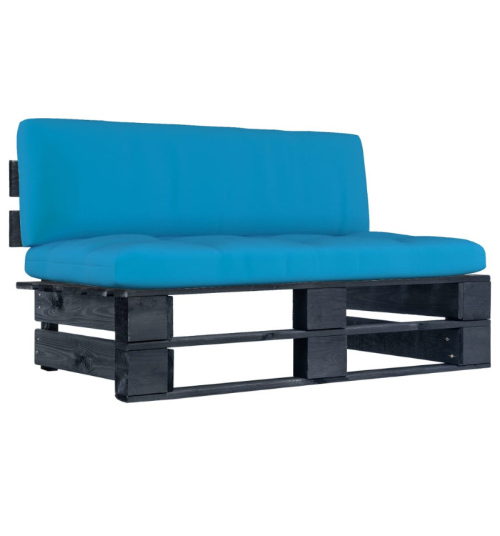 Canapé central palette de jardin noir bois de pin imprégné | Mobilier & Déco