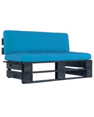 Canapé central palette de jardin noir bois de pin imprégné | Mobilier & Déco