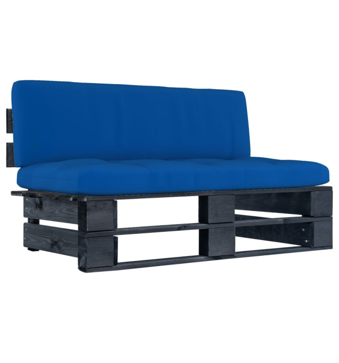 Canapé central palette de jardin noir bois de pin imprégné | Mobilier & Déco