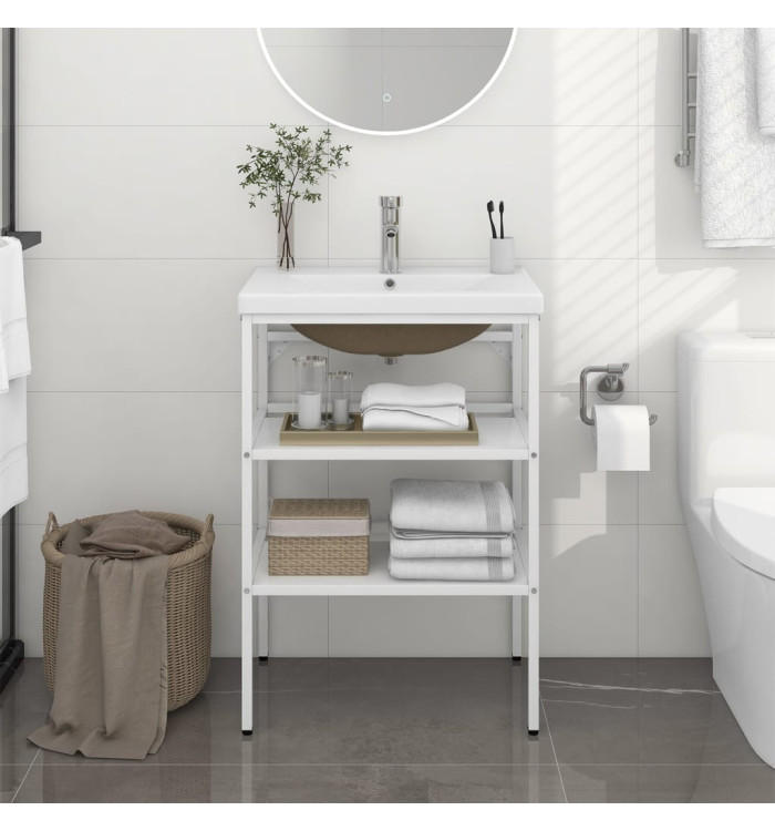Cadre de lavabo de salle de bain vasque à encastrer Blanc Fer | Mobilier & Déco