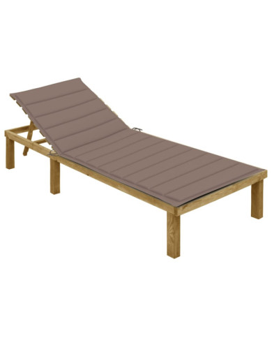 Chaise longue avec coussin taupe Bois de pin imprégné | Mobilier & Déco