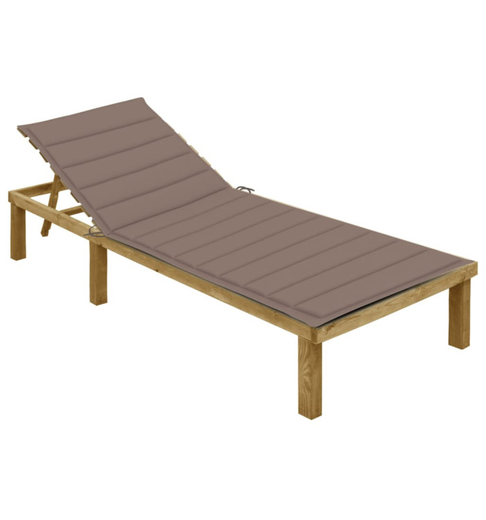 Chaise longue avec coussin taupe Bois de pin imprégné | Mobilier & Déco