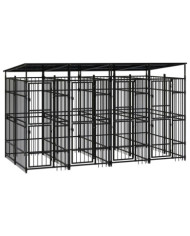 Chenil d'extérieur avec toit pour chiens Acier 7,37 m² | Mobilier & Déco