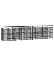 Chenil d'extérieur avec toit pour chiens Acier 16,59 m² | Mobilier & Déco