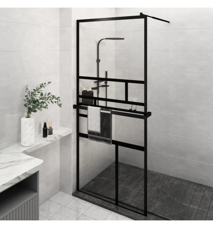 Paroi de douche avec étagère Noir 100x195cm Verre ESGetAluminium | Mobilier & Déco