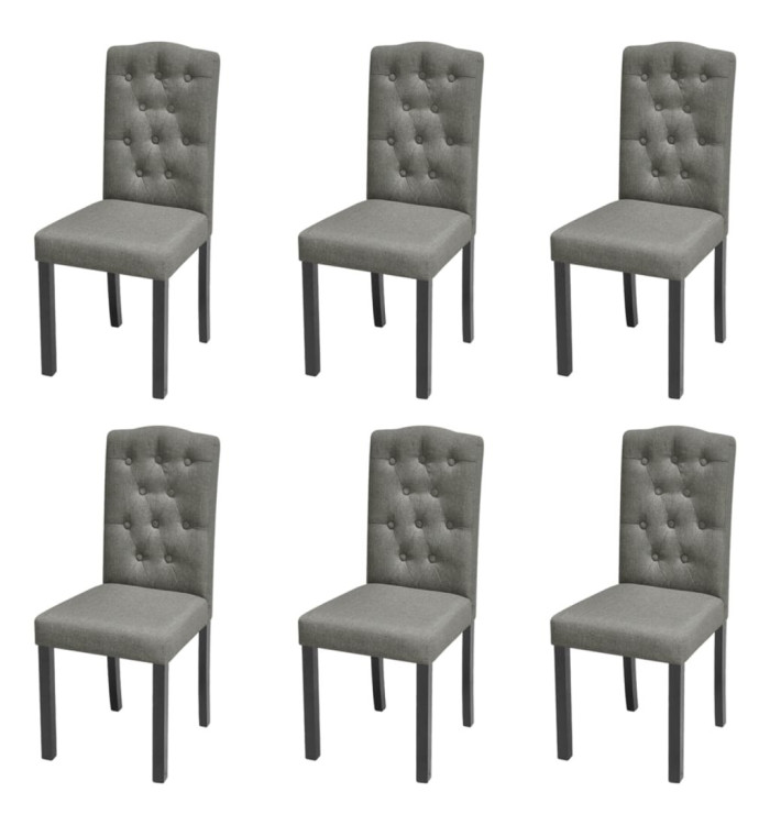 Chaises à manger lot de 6 gris tissu | Mobilier & Déco