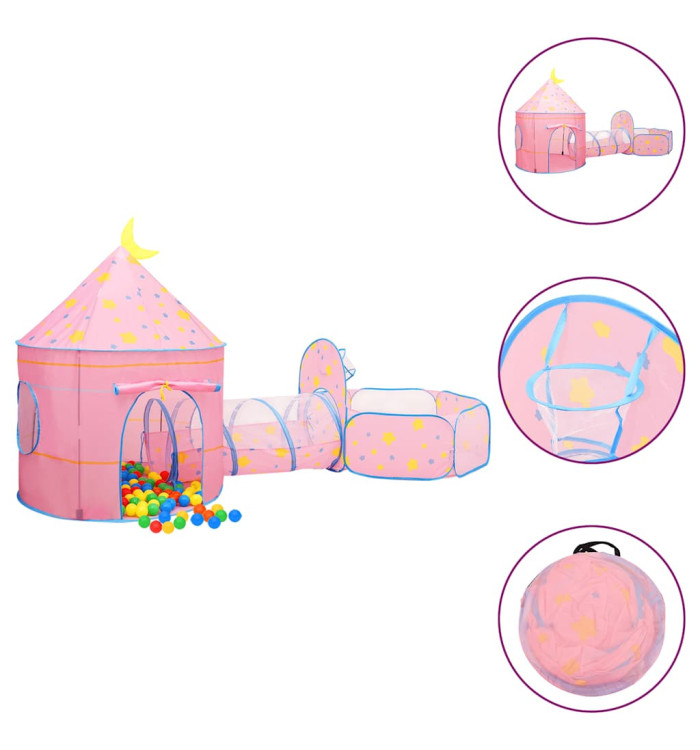 Tente de jeu pour enfants avec 250 balles Rose 301x120x128 cm | Mobilier & Déco