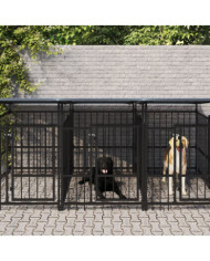 Chenil d'extérieur avec toit pour chiens Acier 15,02 m² | Mobilier & Déco