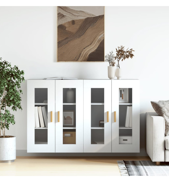 Armoires murales 2 pcs blanc bois d'ingénierie | Mobilier & Déco