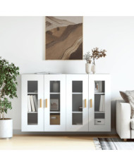 Armoires murales 2 pcs blanc bois d'ingénierie | Mobilier & Déco