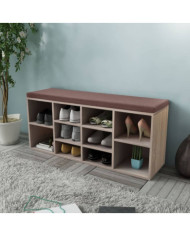 Banc de rangement à chaussures 10 compartiments Couleur chêne | Mobilier & Déco