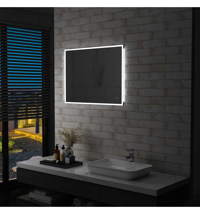 Miroir mural à LED de salle de bain et capteur tactile 80x60 cm | Mobilier & Déco