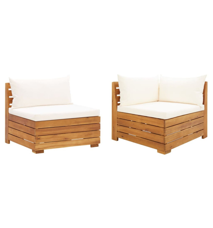 Salon de jardin 2 pcs avec coussins bois d'acacia solide | Mobilier & Déco