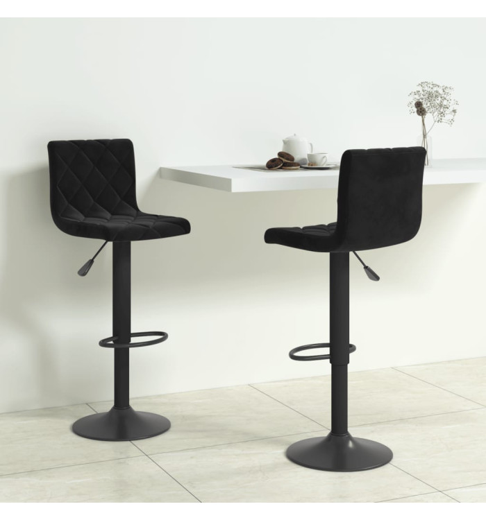 Tabourets de bar lot de 2 Noir Velours | Mobilier & Déco