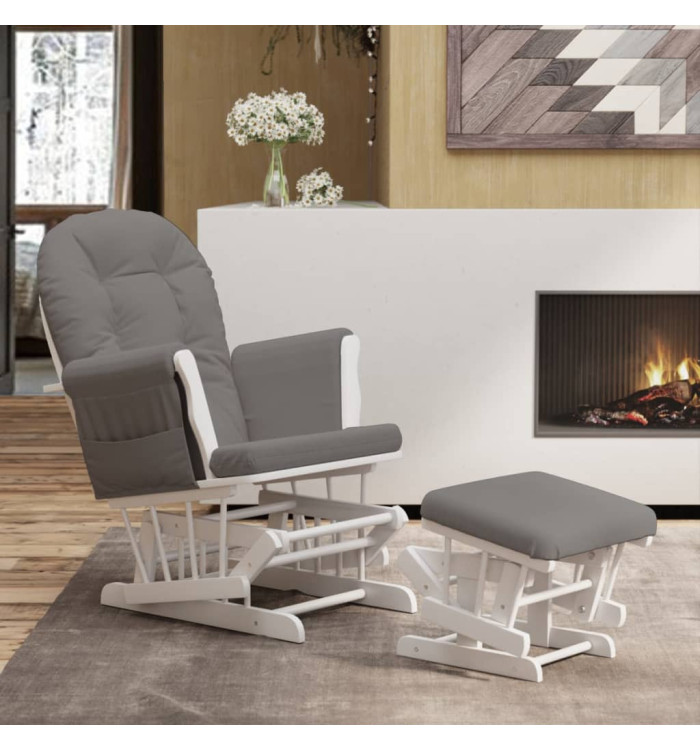 Chaise berçante avec repose-pied Gris foncé Tissu | Mobilier & Déco