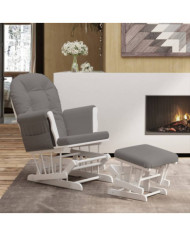 Chaise berçante avec repose-pied Gris foncé Tissu | Mobilier & Déco