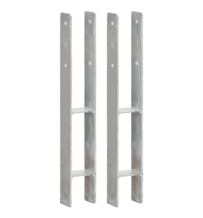 Piquets de clôture 2 pcs Argenté 8x6x60 cm Acier galvanisé | Mobilier & Déco