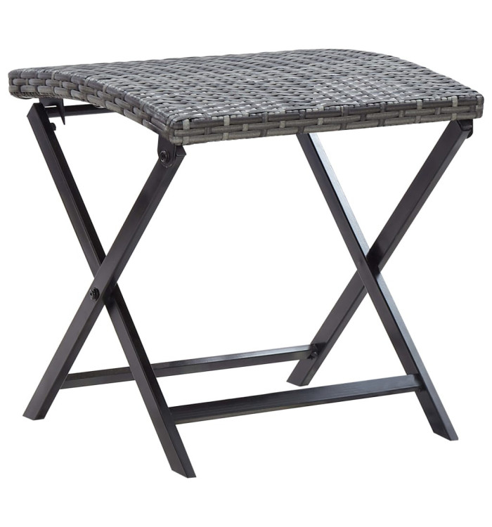 Tabouret pliable résine tressée gris | Mobilier & Déco