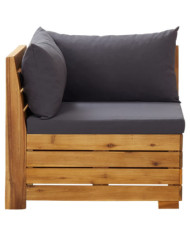 Canapé d'angle sectionnel 1 pc et coussins Bois d'acacia massif | Mobilier & Déco