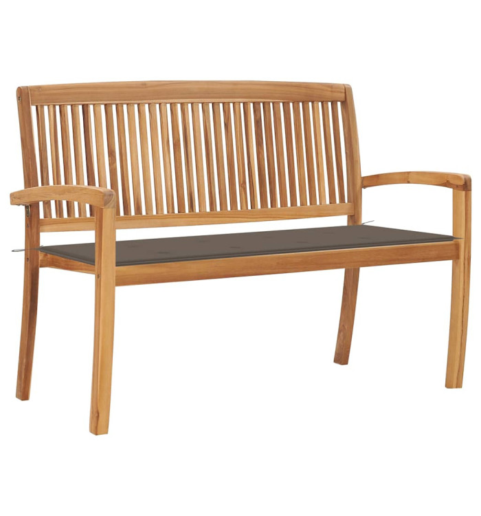 Banc de jardin empilable et coussin 128,5cm Bois de teck massif | Mobilier & Déco